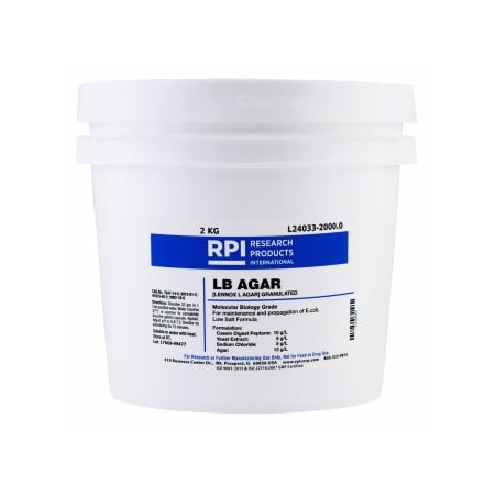 Rpi LB Agar, Low Salt Formula, Granulated, 2 KG L24033-2000.0